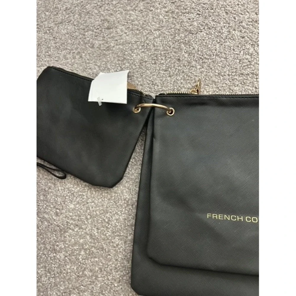 French Connection Luxe Travel Pouches Womens OS Black NEW 3-Pack Saffiano Set